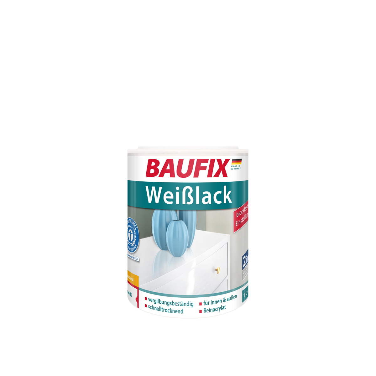Baufix Weißlack seidenglänzend 1l 4er Set