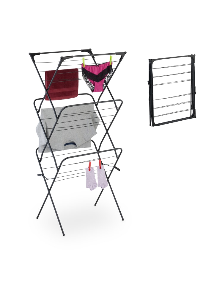 relaxdays Wäscheständer in Schwarz - (B)62 x (H)136 x (T)51 cm günstig kaufen onesize