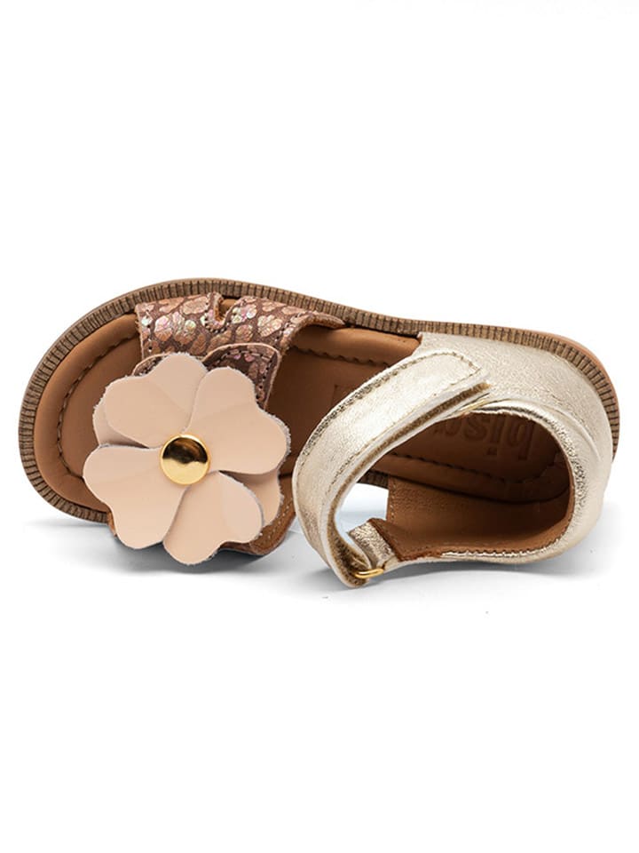 bisgaard Leder-Sandalen in Gold/ Beige günstig kaufen