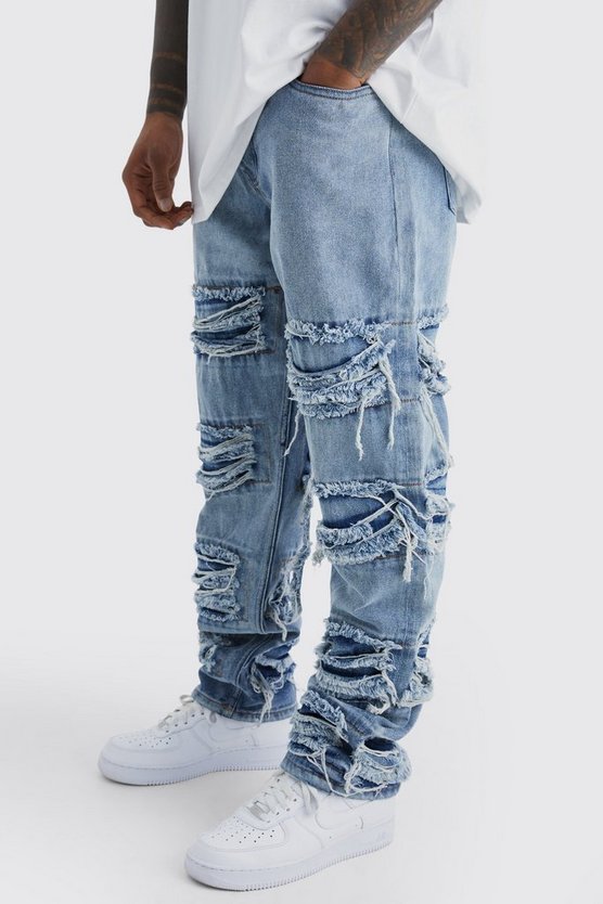 Lockere ausgefranste Jeans