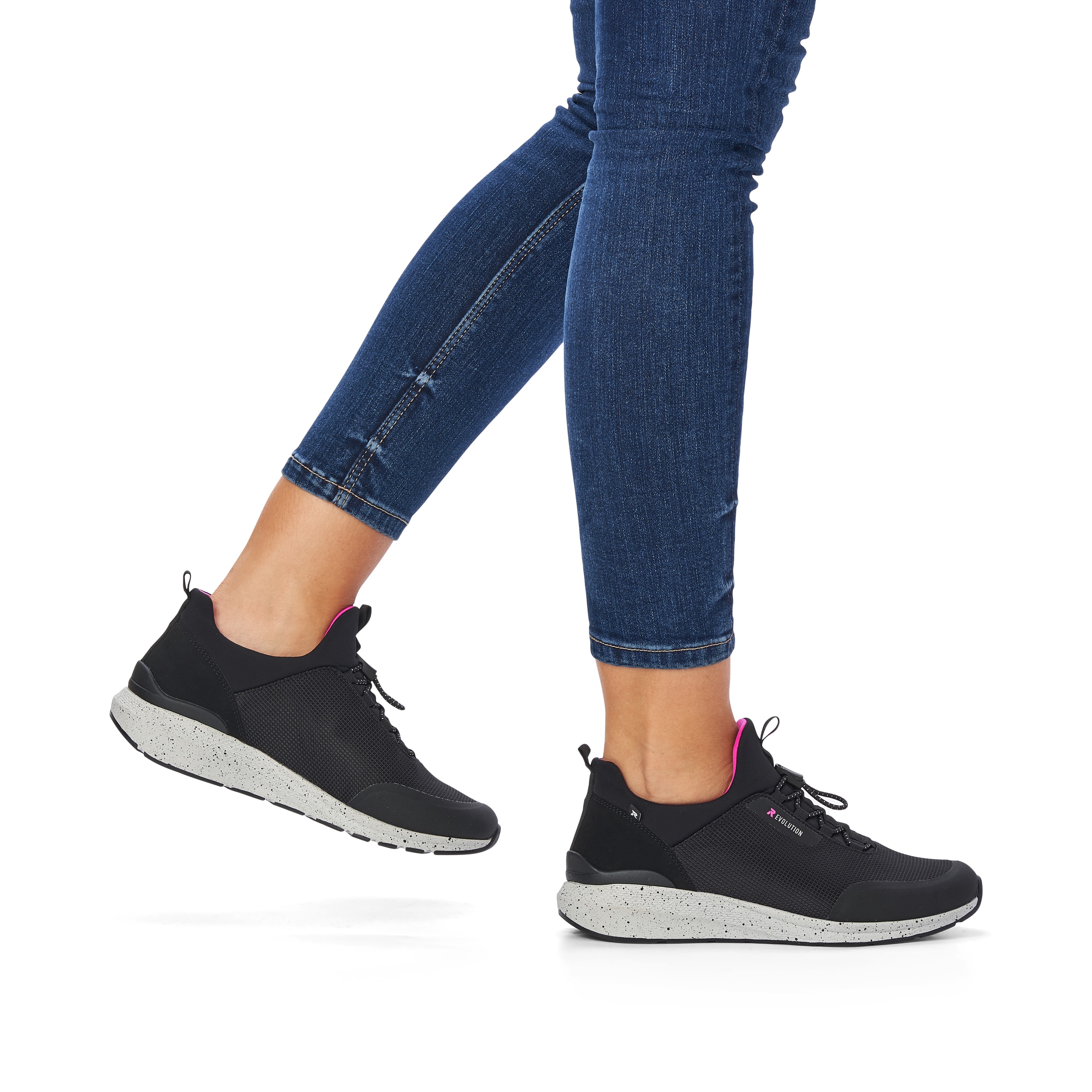 Rieker Damen Slipper urban-black flamingo-pink