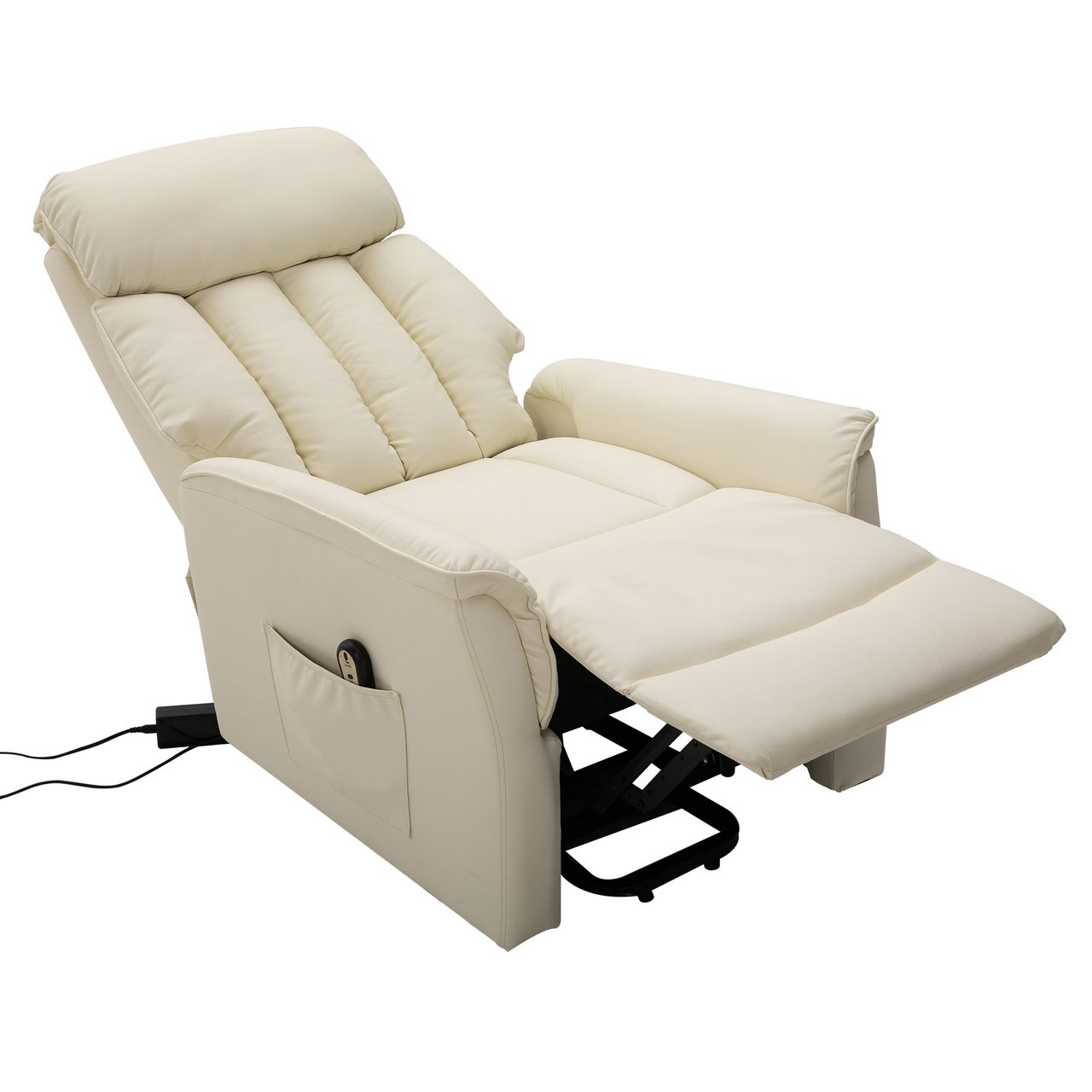 HOMCOM Aufstehsessel Sessel mit Aufstehhilfe Fernsehsessel Liegefunktion Beige