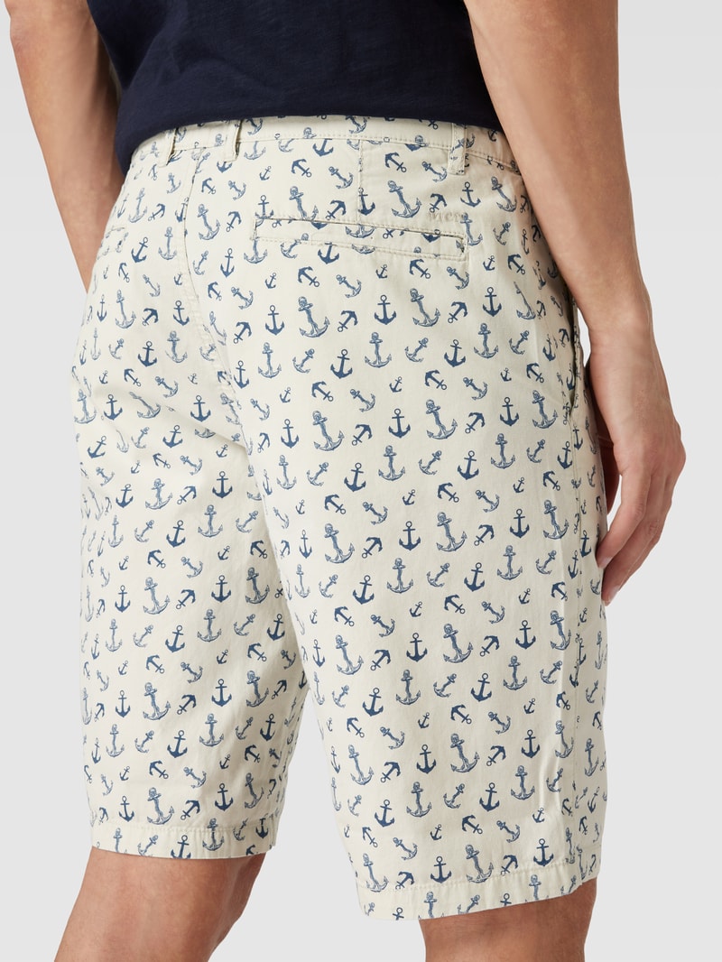Bermudas mit Allover-Print in offwhite meliert