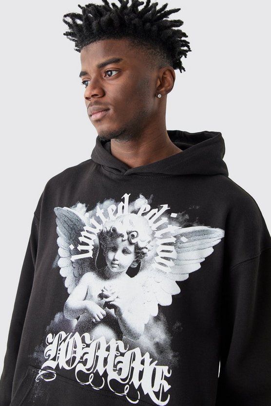 Oversize Hoodie mit Homme Angel Print