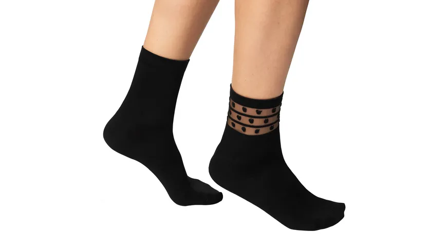 DIM Damen Socken Ankle Dots Fancy 2er Pack schwarz
