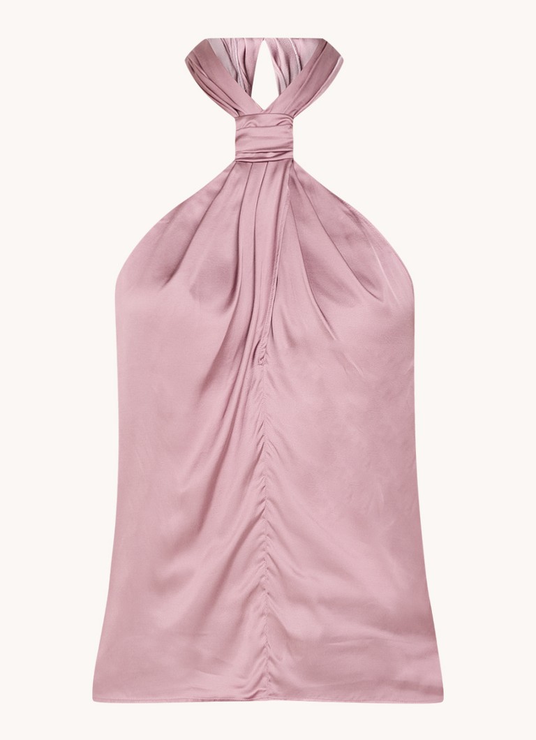 Max & Co Alcano satin halter top with pleat detail