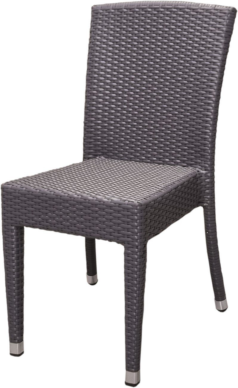 Konway Stapelstuhl MAUI (4 St), 4x KONWAY® MAUI Stapelstuhl Schiefergrau Polyrattan Sessel stapelbar