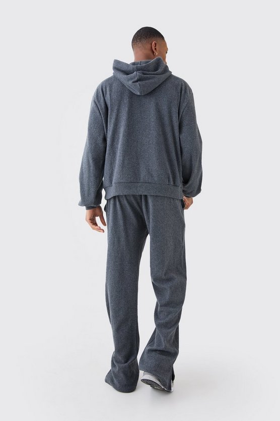 Brushed Rib Ottoman Hoodie And Split Hem Jogger Tracksuit