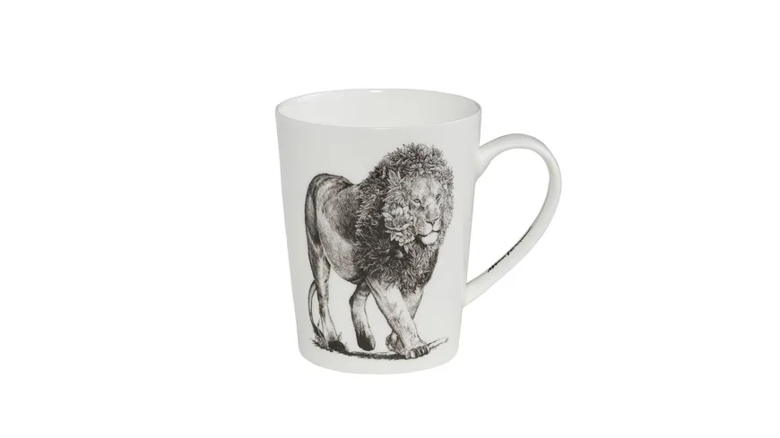 MAXWELL & WILLIAMS Marini Ferlazzo Becher African Lion, Bone China Porzellan Schwarz, Weiß