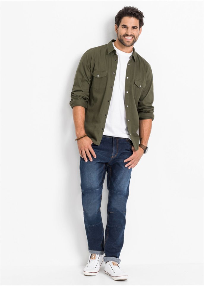 Regular Fit Stretch-Jeans m. Komfortschnitt, Tapered