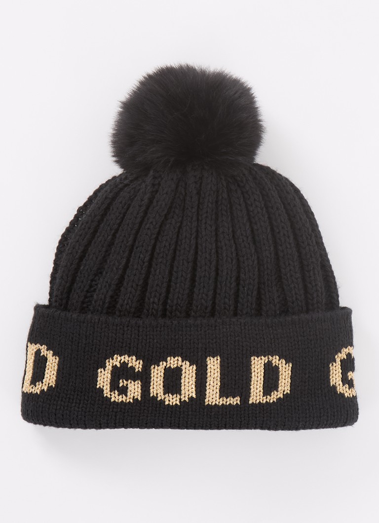 Căciulă Goldbergh Hood din tricot cu nervuri din amestec de lână, cu logo țesut.