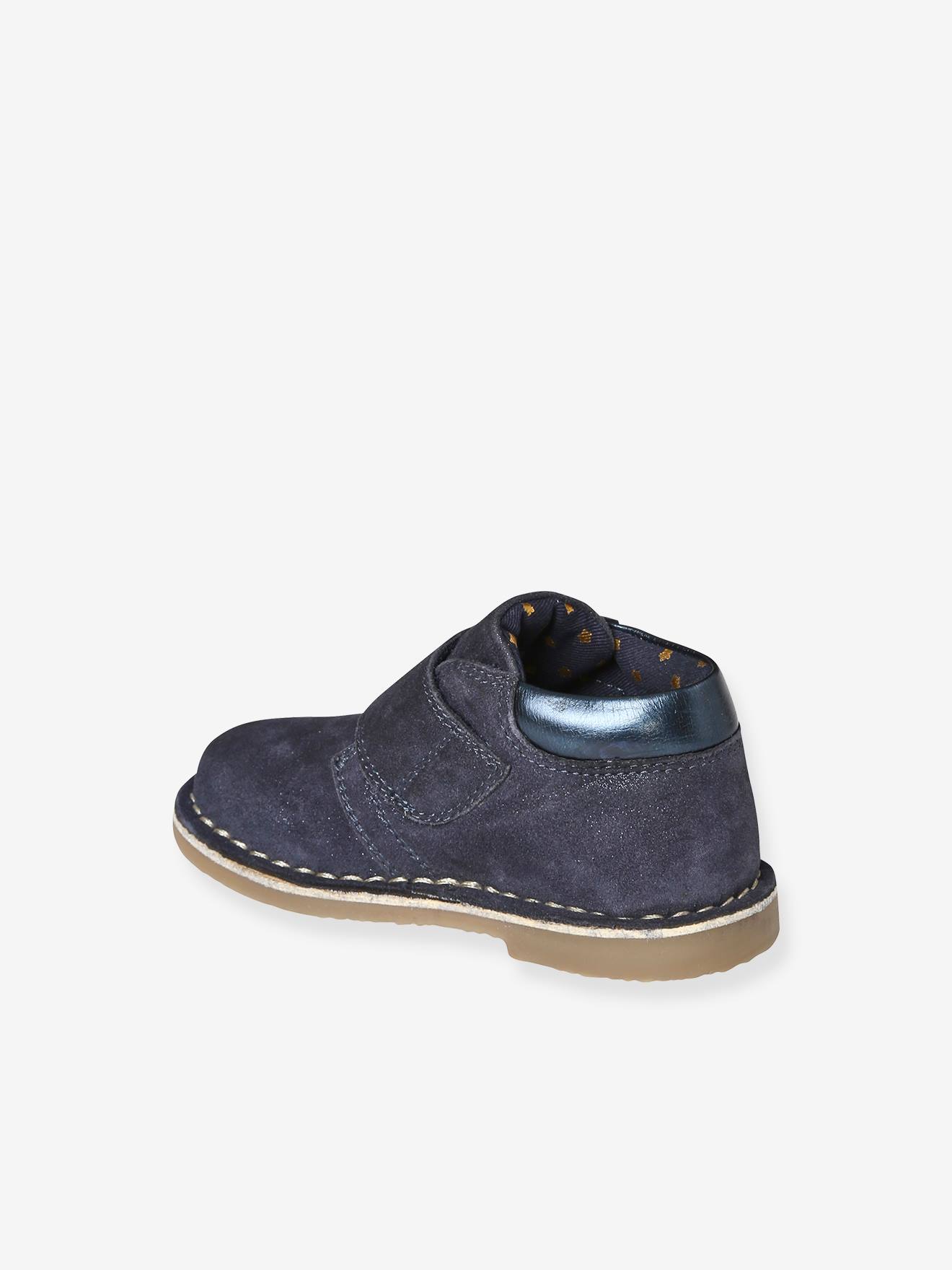 Boots scratchées en cuir irisé bébé marine