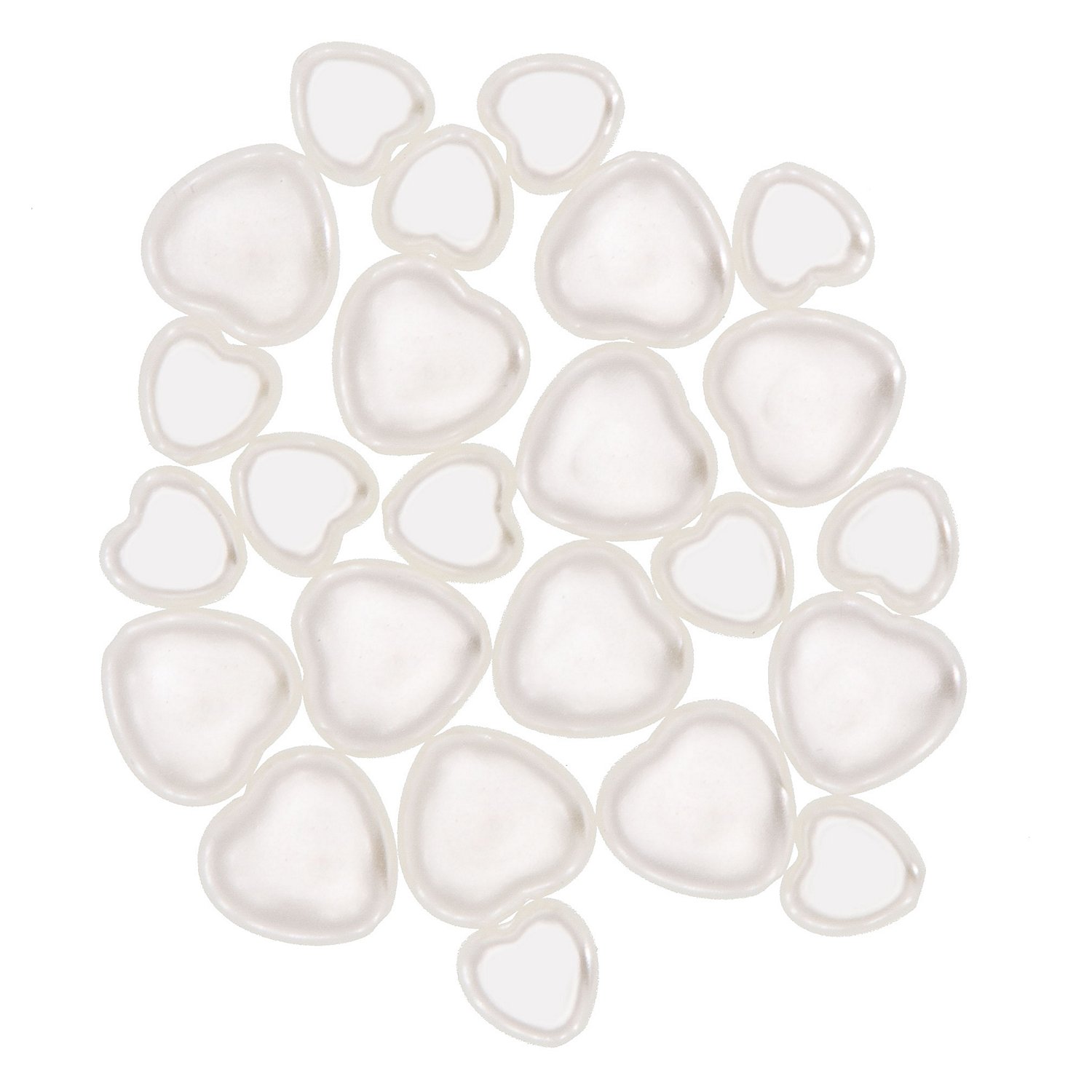 Herzperlen, weiß, 11 mm und 16 mm,24 Stück