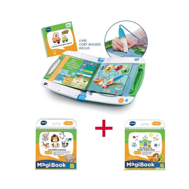 Lot livre Magibook V2 + Livre Magibook Je decouvre l'école maternelle + Livre Magibook Les bébés animaux Vtech
