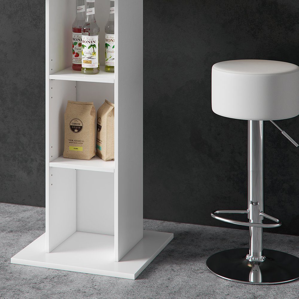 Vicco Bartisch Stehtisch Tresentisch RODEO Weiß inkl. Hocker