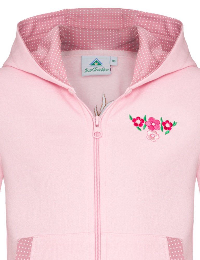Isar-Trachten Strickjacke Isar-Trachten Mädchen Sweatshirt Hoodie mit Sticke