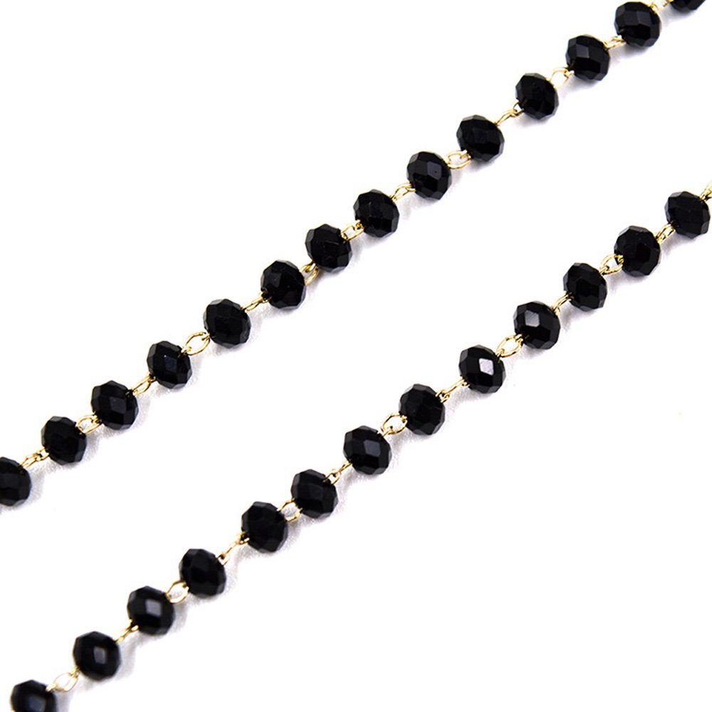 Tian Dee Brillenkette Boho-Perlen-Sonnenbrillenkette, schwarze Kristalle, Brillenkette