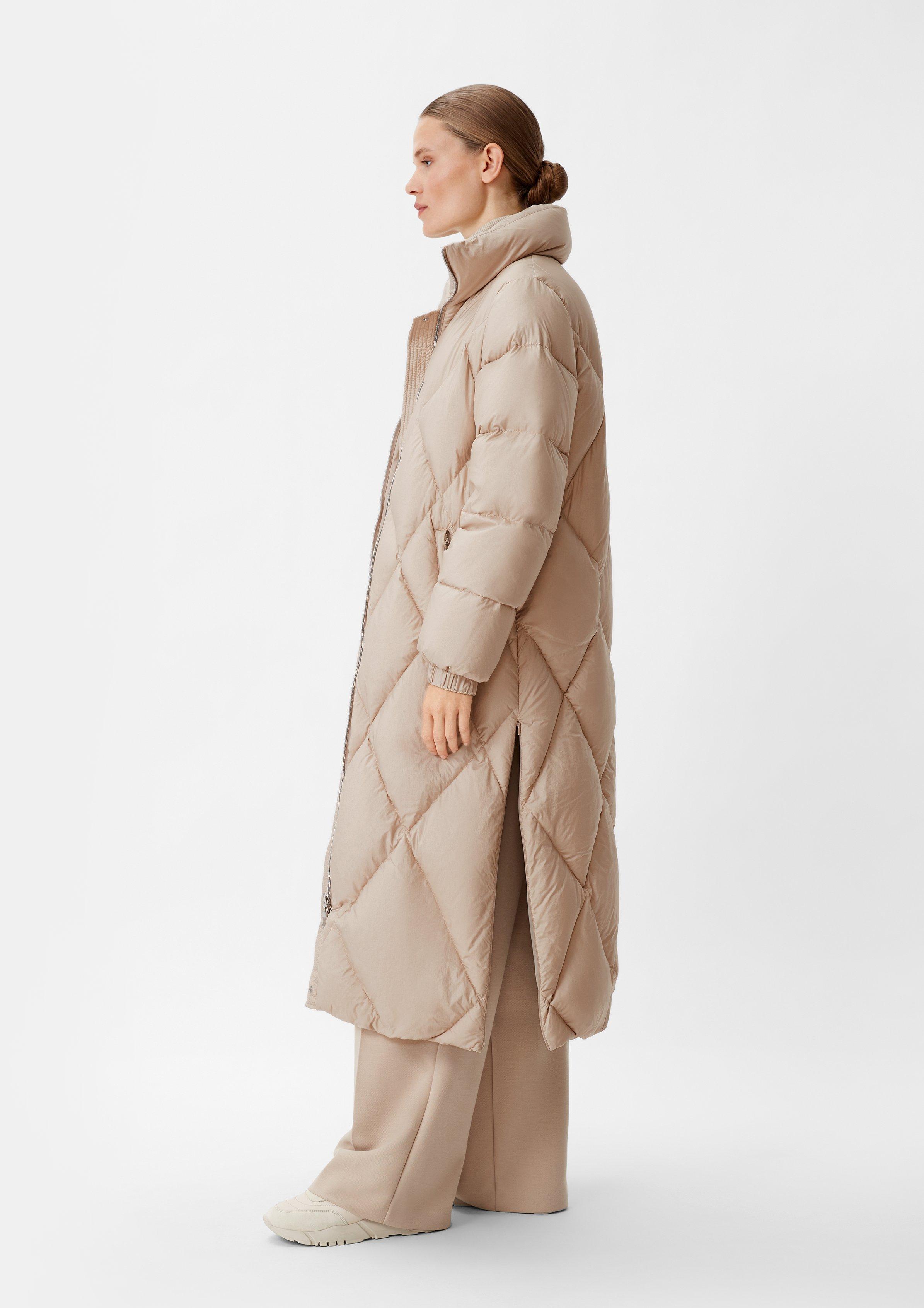 Steppmantel aus Nylon - beige