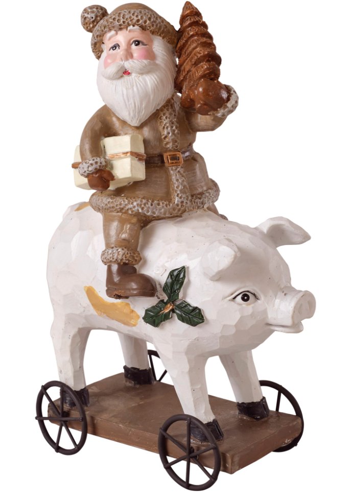 Deko-Figur Santa auf Schwein