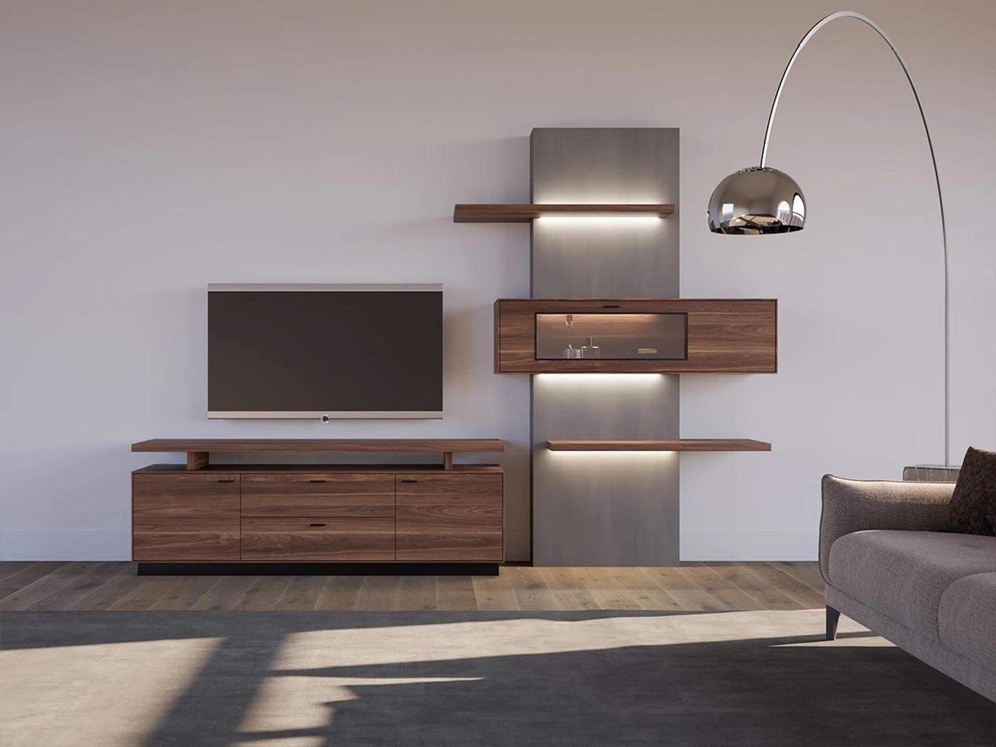 JVmoebel Wohnwand Wohnwand Modern Wohnzimmermöbel Holzmöbel Luxus Komplett Modern, (1-St., 1x Wohnwand), Made in Europa