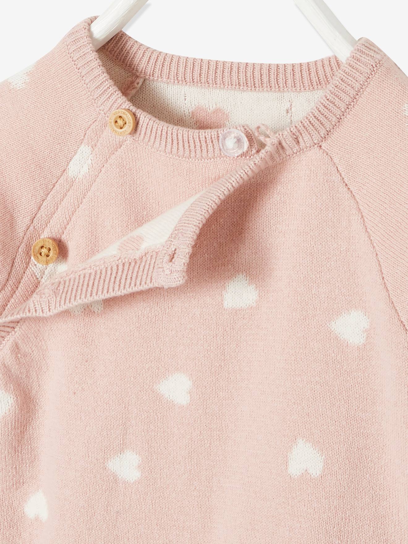 Ensemble 4 pièces bébé : pull + pantalon + bonnet + moufles gris clair chiné