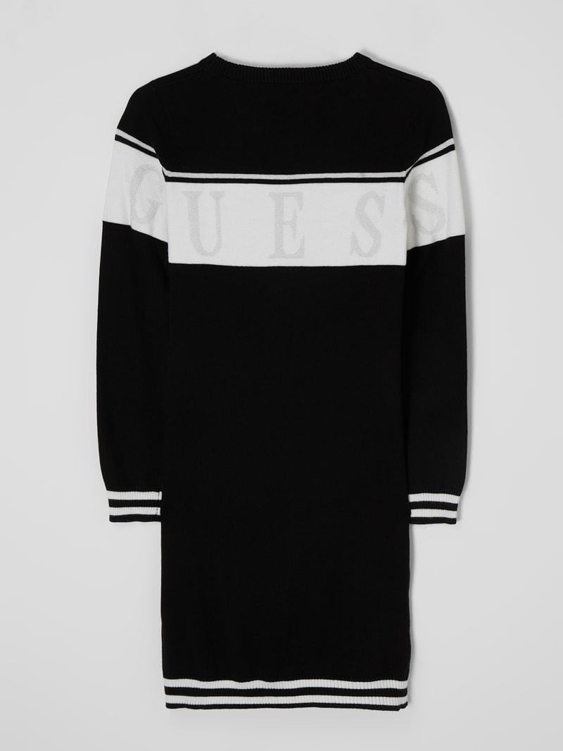 Strickkleid mit Logo-Stickerei in schwarz
