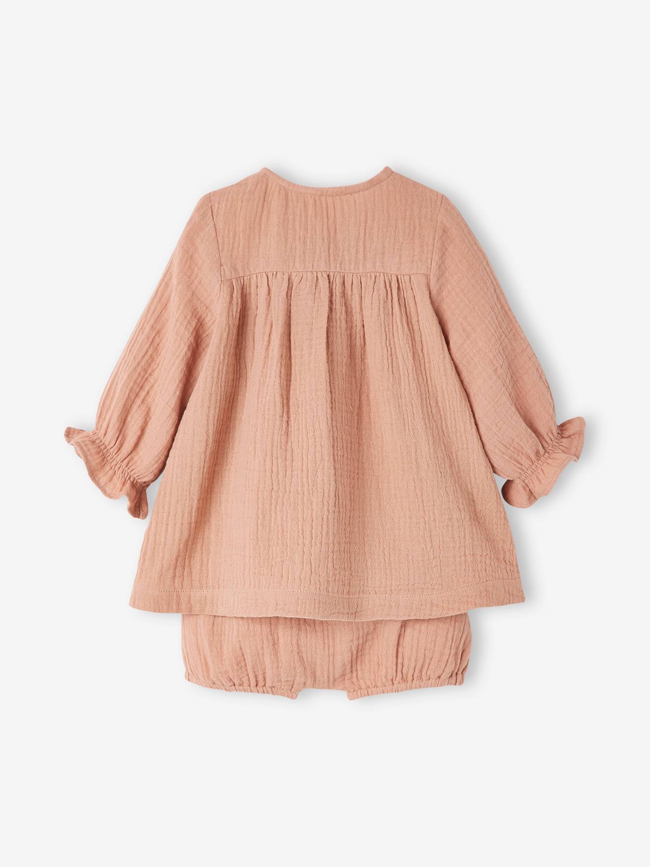 Vertbaudet Mädchen Baby-Set: Kleid & Slip - altrosa