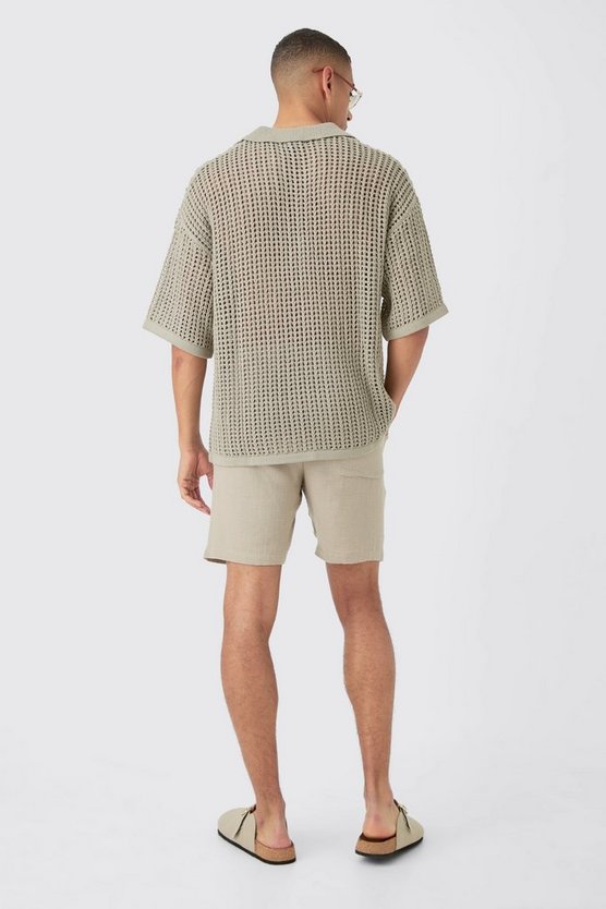 Oversize Strick-Poloshirt
