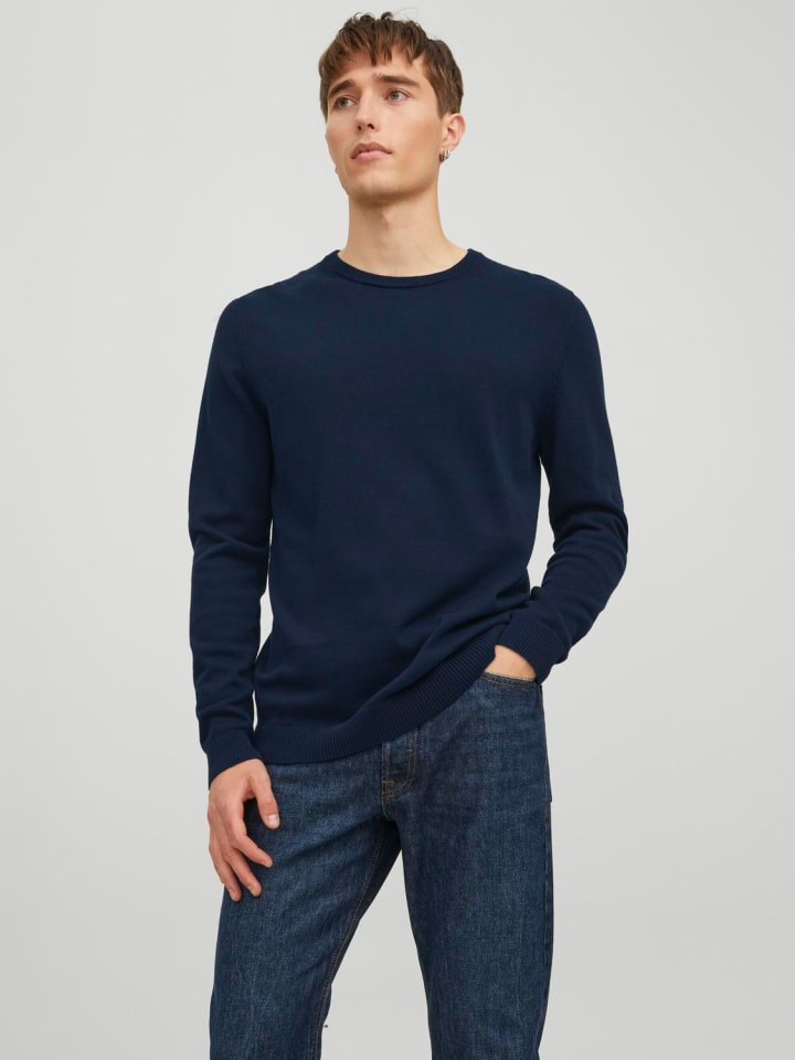 Jack & Jones Pullover 'JJEBASIC' Marineblau günstig kaufen