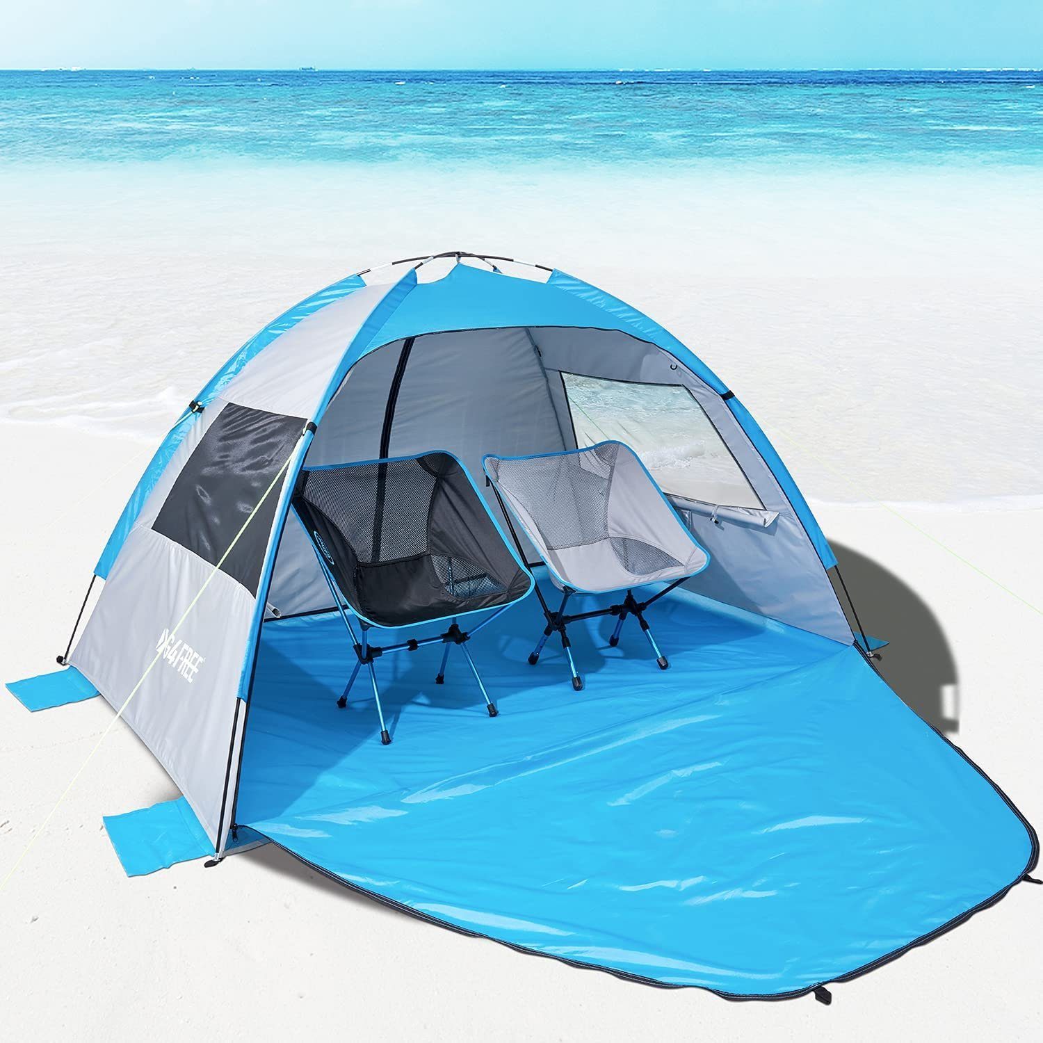 G4Free Strandmuschel, Personen: 4 (1 tlg), Tragbares Strandzelt mit UV 50+