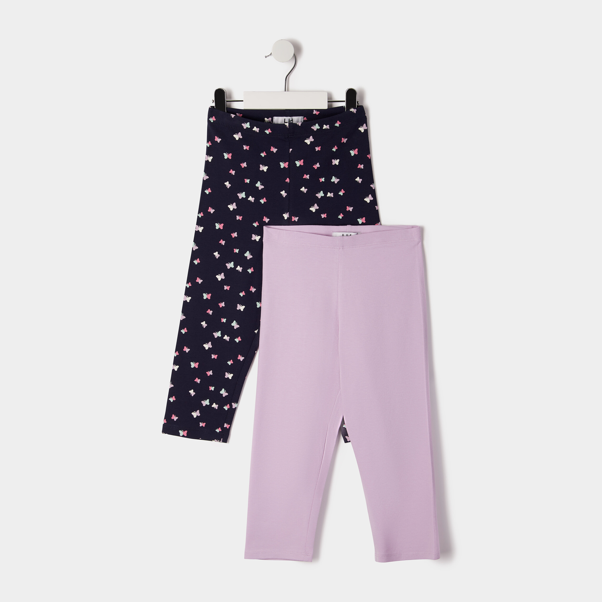 Lot 2 leggings élastiqués 7 8ème bleu marine fille | La Halle