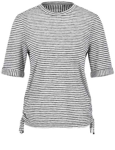 Geringeltes Shirt mit Raffung