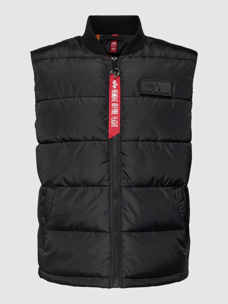 Steppweste mit Label-Detail in schwarz