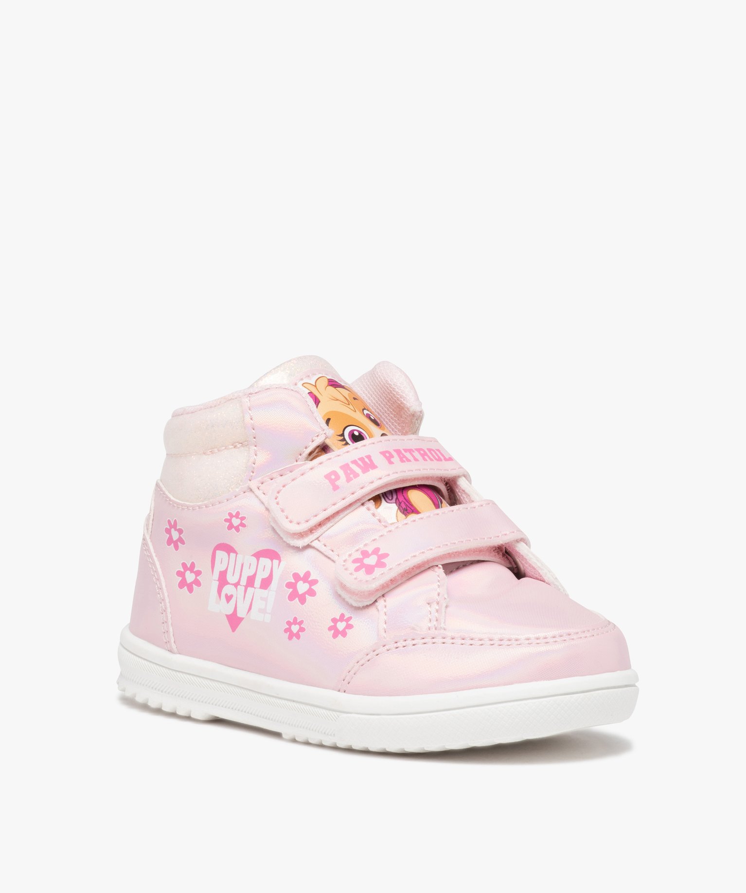 Baskets fille mid-cut irisées à scratch – Pat’ Patrouille rose | GEMO