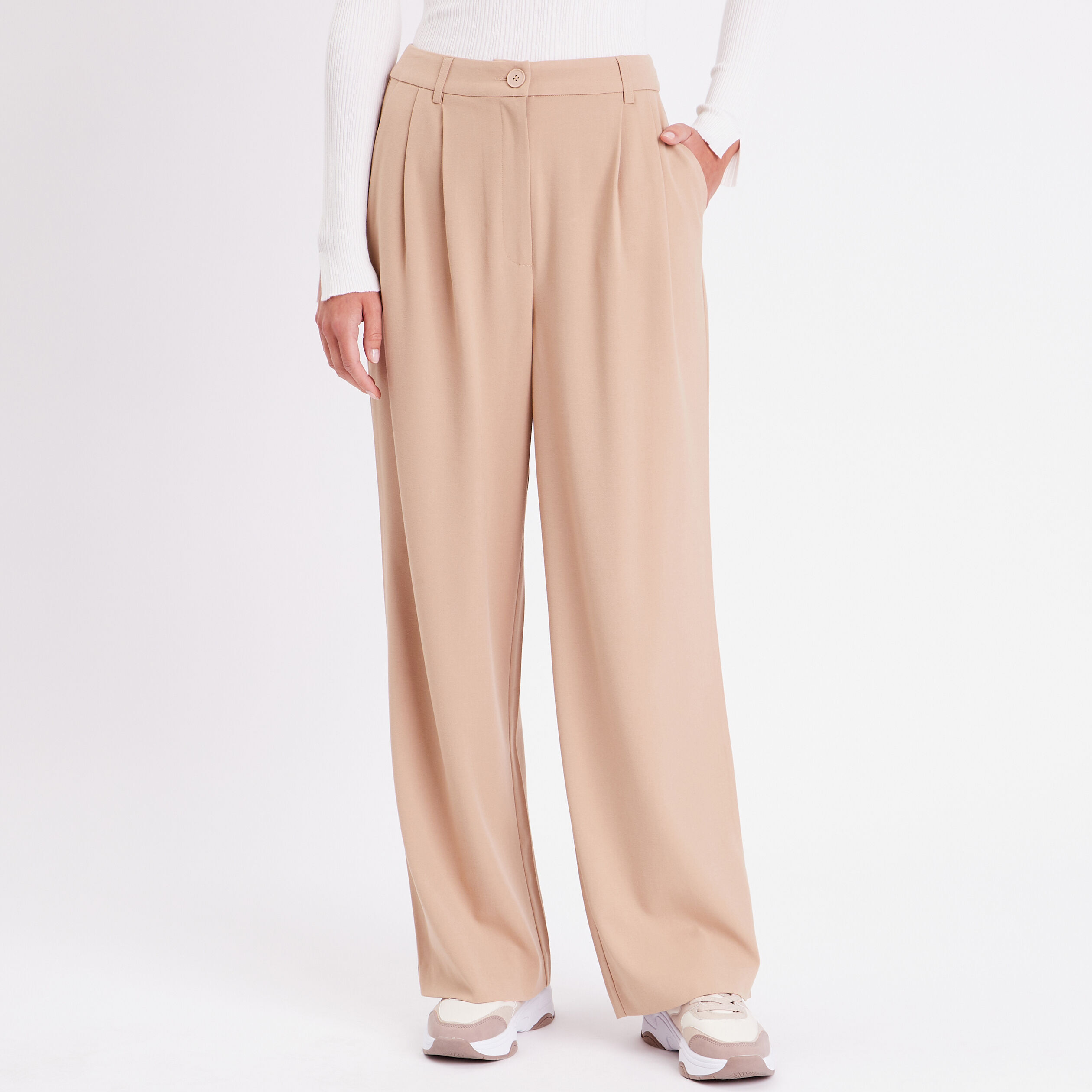 Pantalon city droit pinces sable femme | Cache Cache