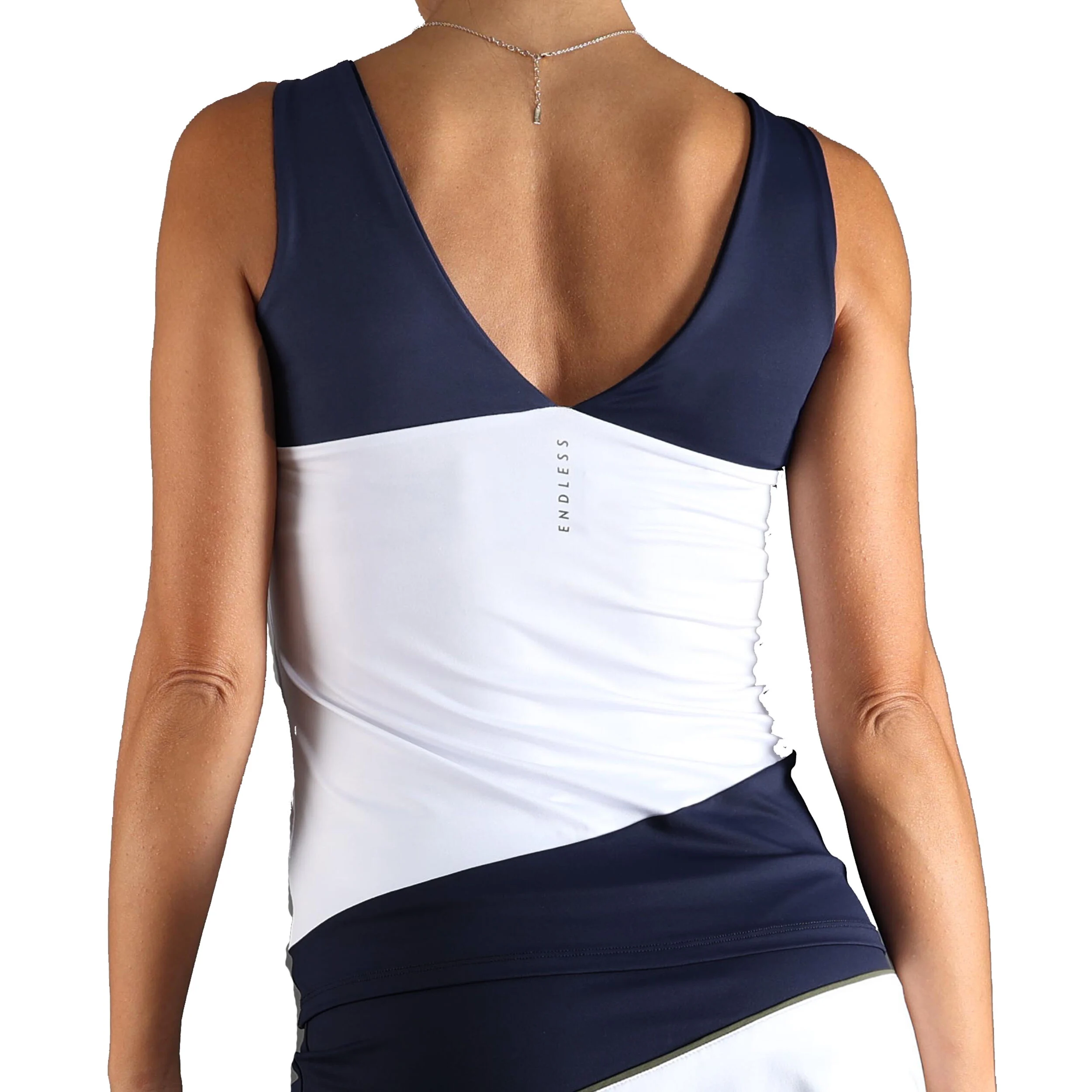 Curve Tank-Top Damen - Weiß, Dunkelblau