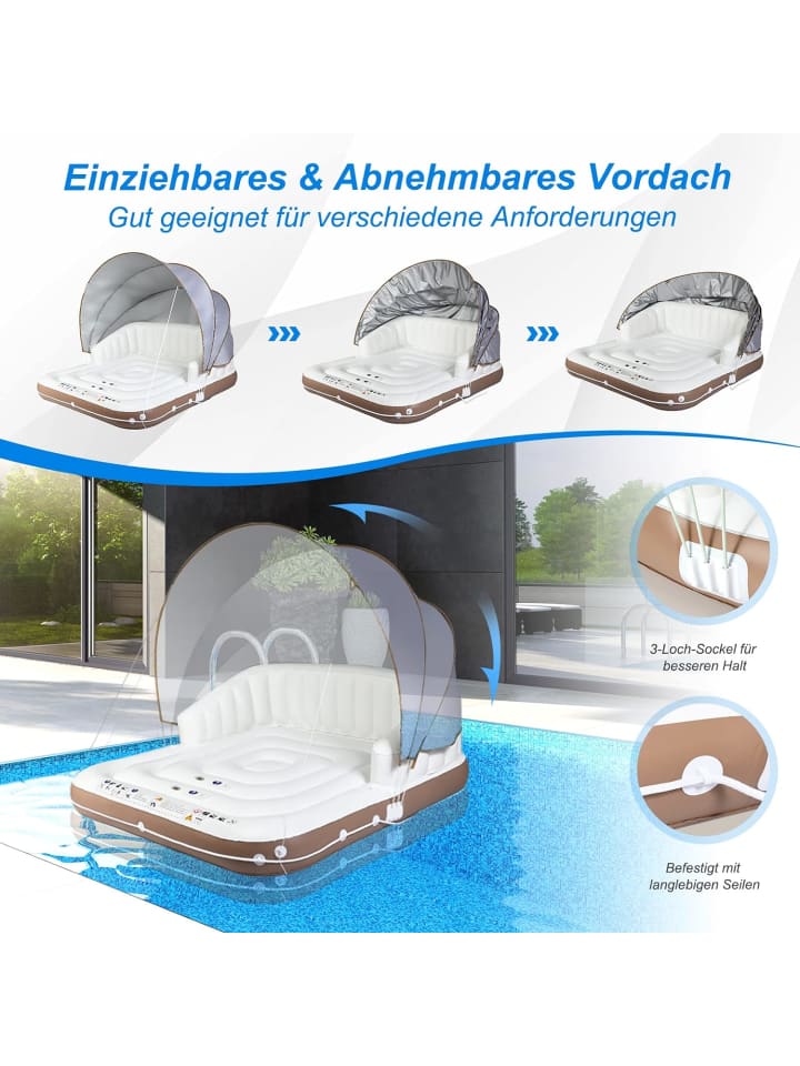 COSTWAY Badeinsel Aufblasbar für 2 Erwachsene in Beige günstig kaufen onesize