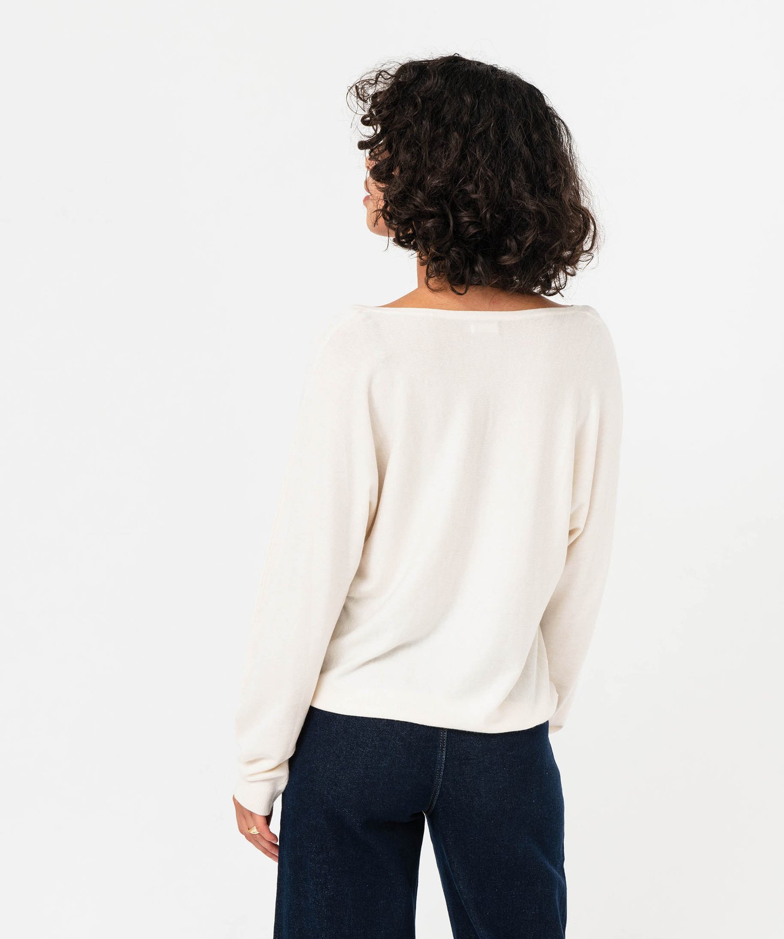 Pull col V zippé et manches chauve-souris femme ecru | GEMO