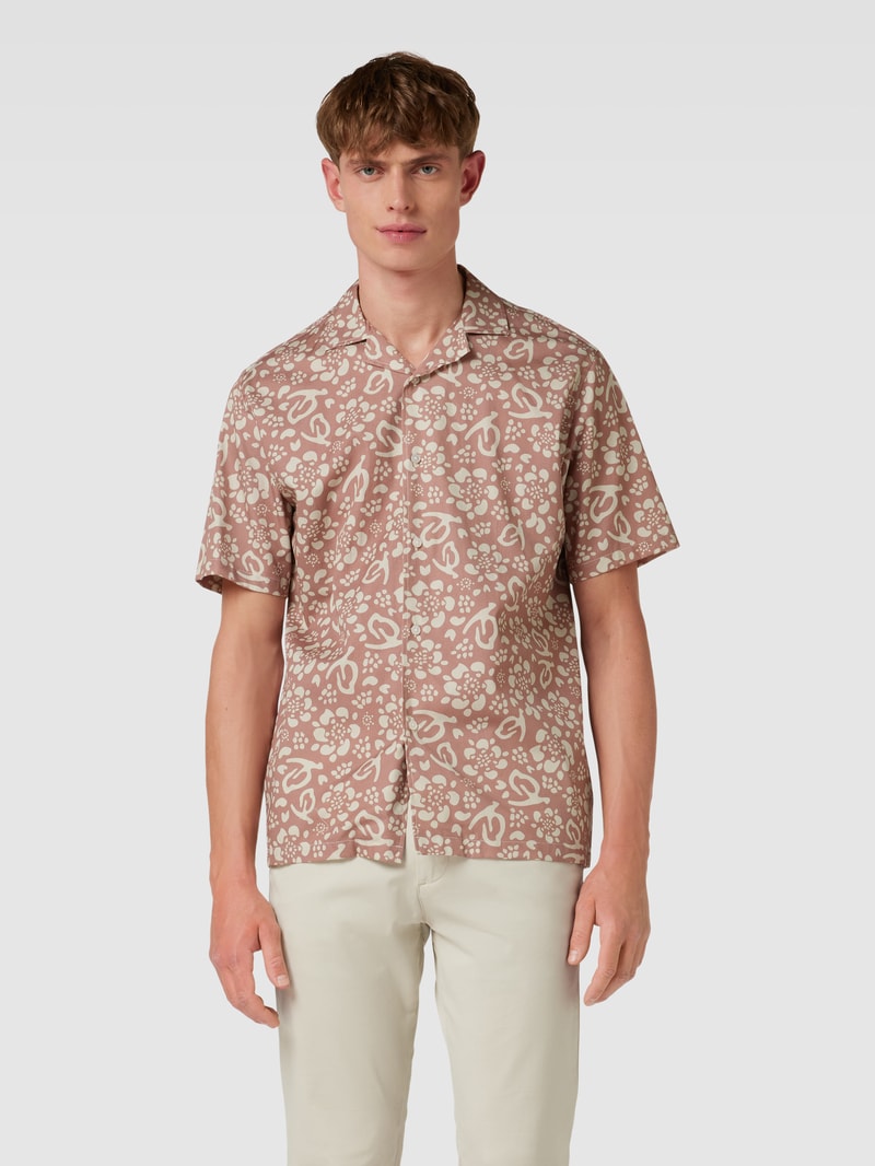 Slim Fit Freizeithemd mit Allover-Muster Modell 'JOLE' in rostrot
