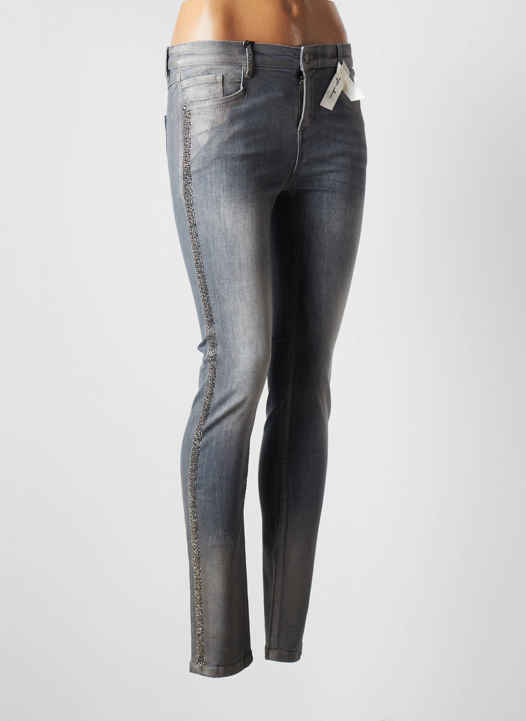 Huit Six Sept Jeans Skinny Femme couleur gris