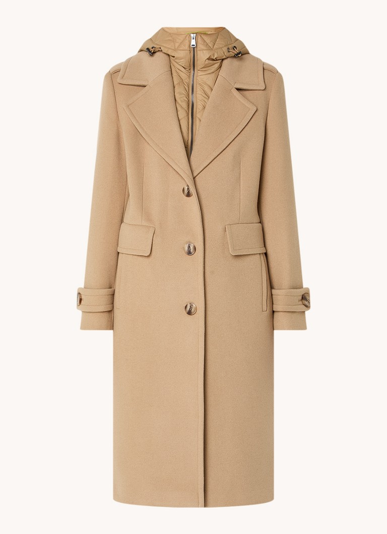 Beaumont Cameron coat in wool blend with flap pockets and removable inner jacket