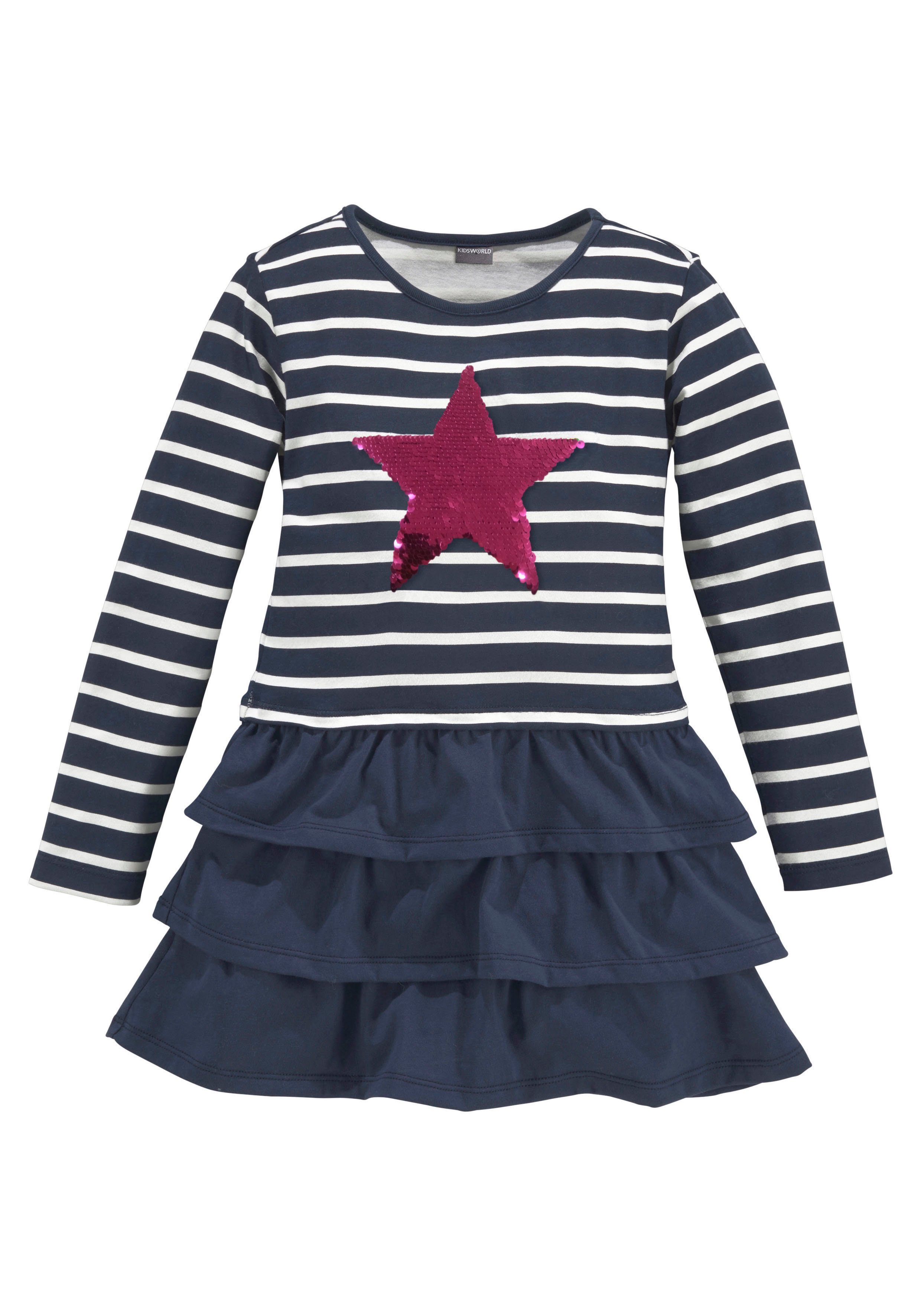 KIDSWORLD Volantkleid Stern mit Wendepailletten