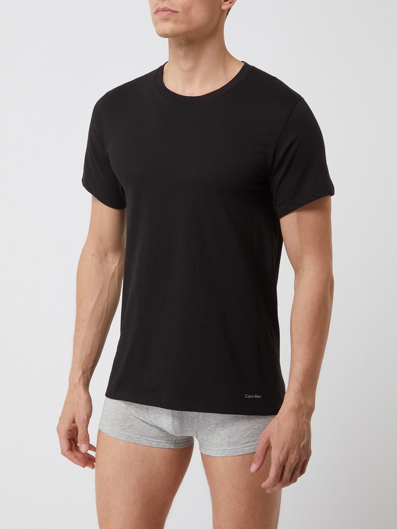 T-Shirt mit Stretch-Anteil im 3er-Pack in hellgrau meliert