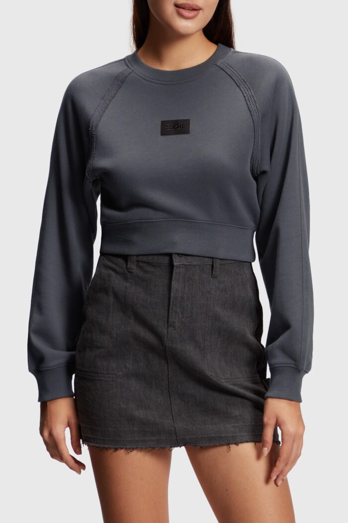Cropped-Sweatshirt in Garment Dye