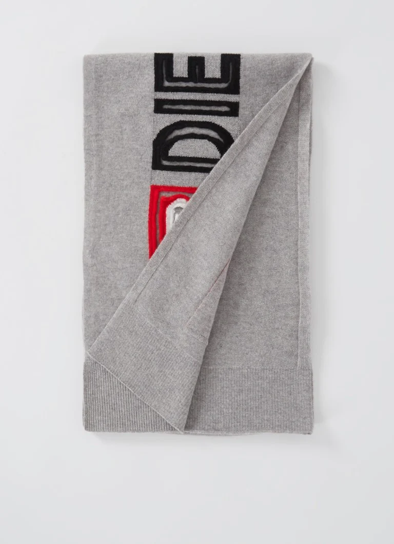 Sciarpa Diesel K-Peff in lana pregiata con logo, 165 x 30 cm