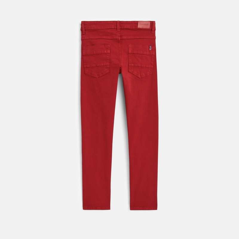 Pantalon skinny en toile unie rouge garçon