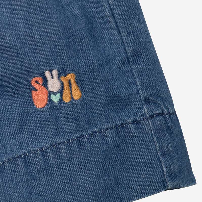 Short jean bébé fille élastiqué bleu Catimini