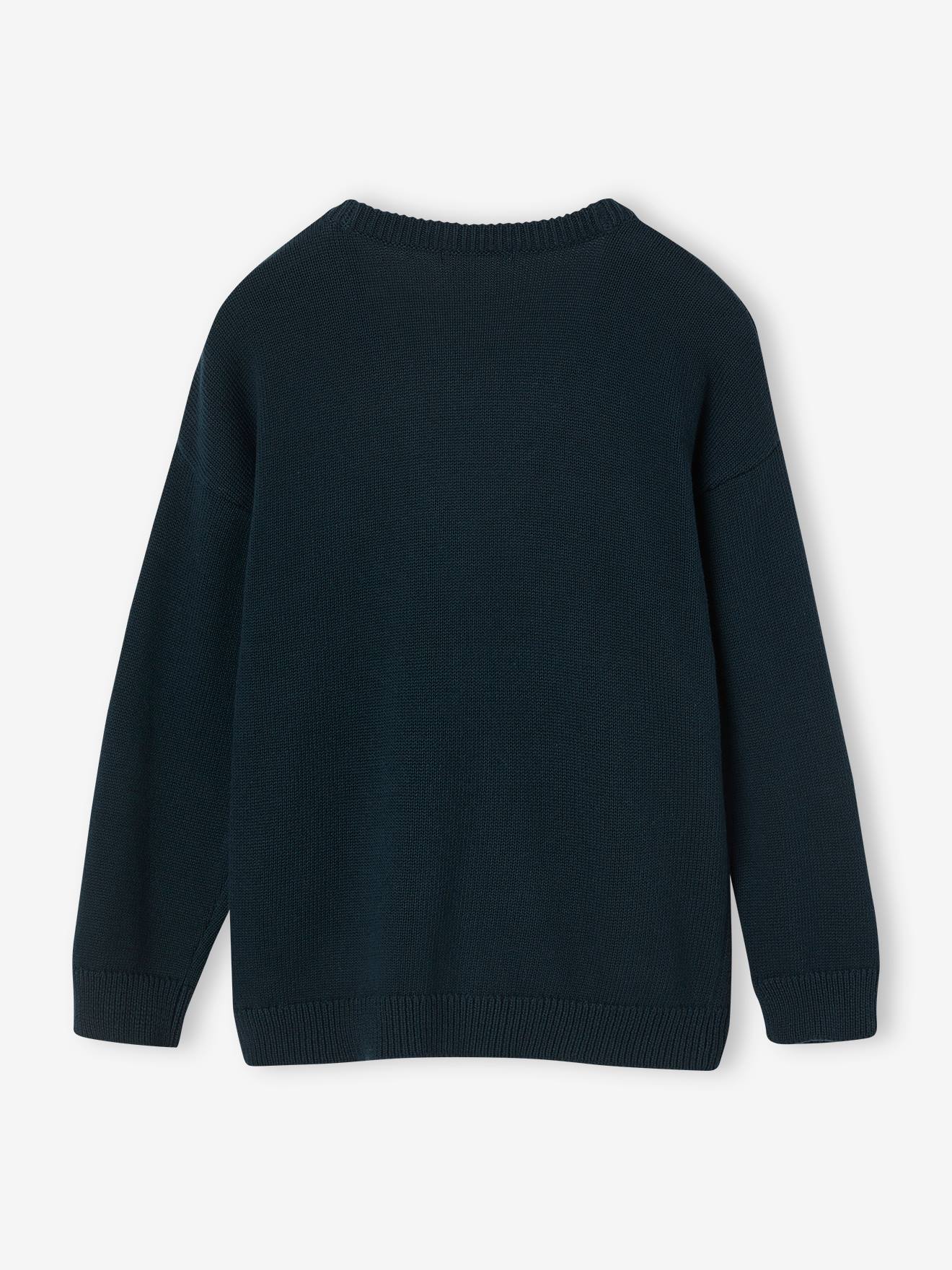 Vertbaudet Jungen Strickjacke mit Applikationen - tannengrün