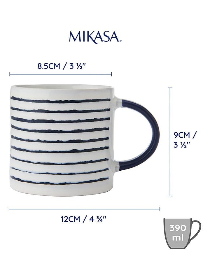 Mikasa 2er-Set: Tassen in Weiß/ Dunkelblau - 390 ml günstig kaufen onesize