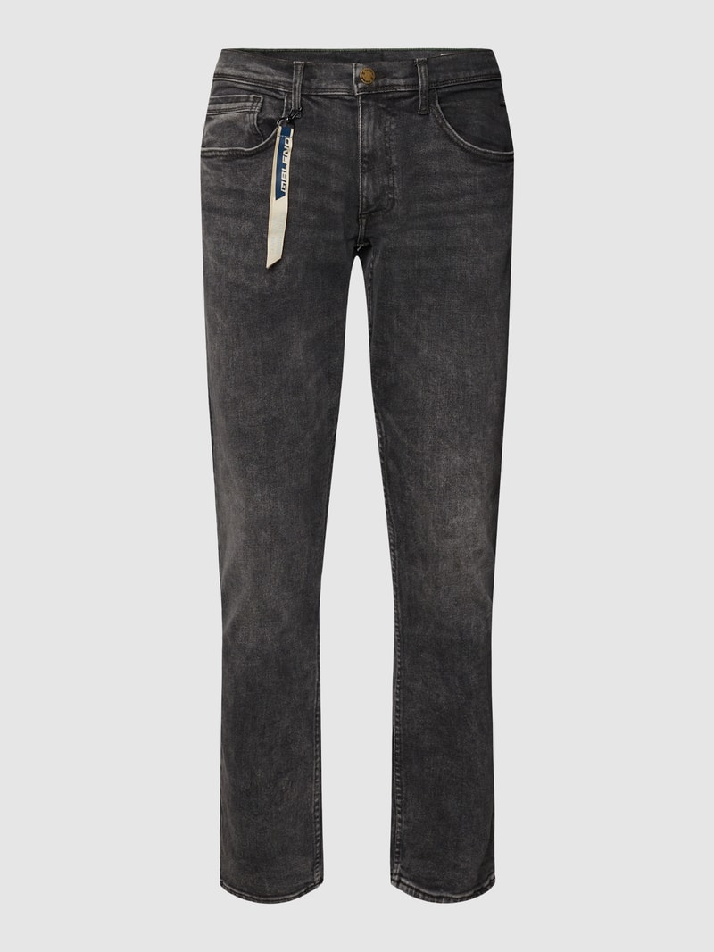 Regular Fit Jeans mit Label-Patch Modell 'Blizzard' in hellgrau